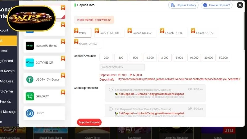 WJ2 Deposit step by step transaction instructions