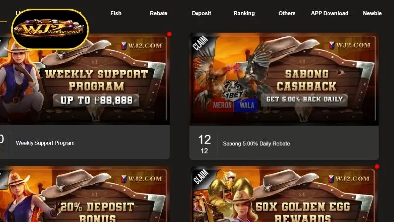 WJ2 Promotions welcome bonus and new player incentives