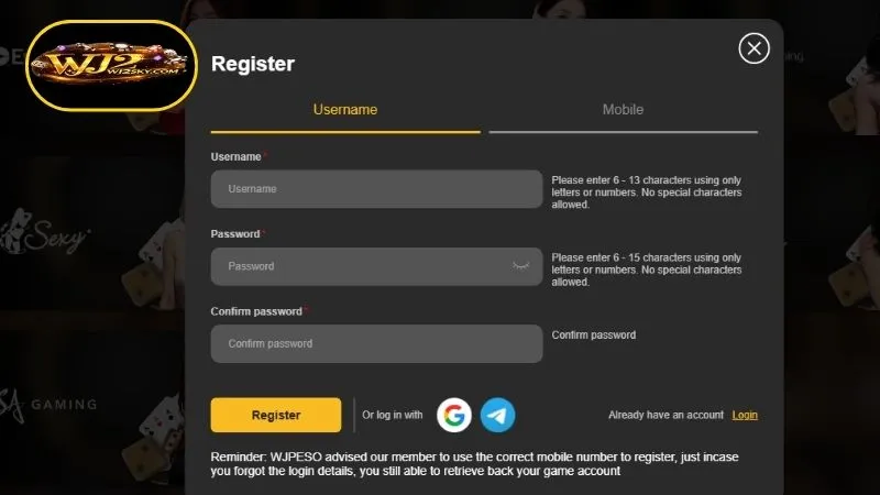 WJ2 Register requirements and preparation steps